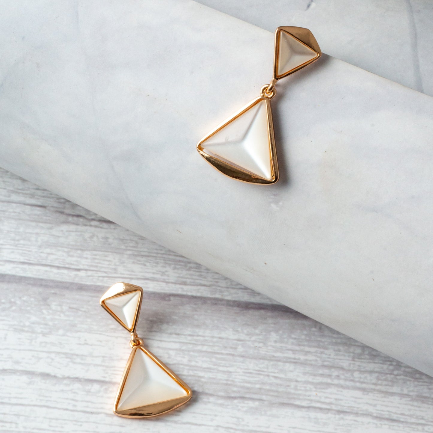 Gold Plated Contemporary Drop Earrings