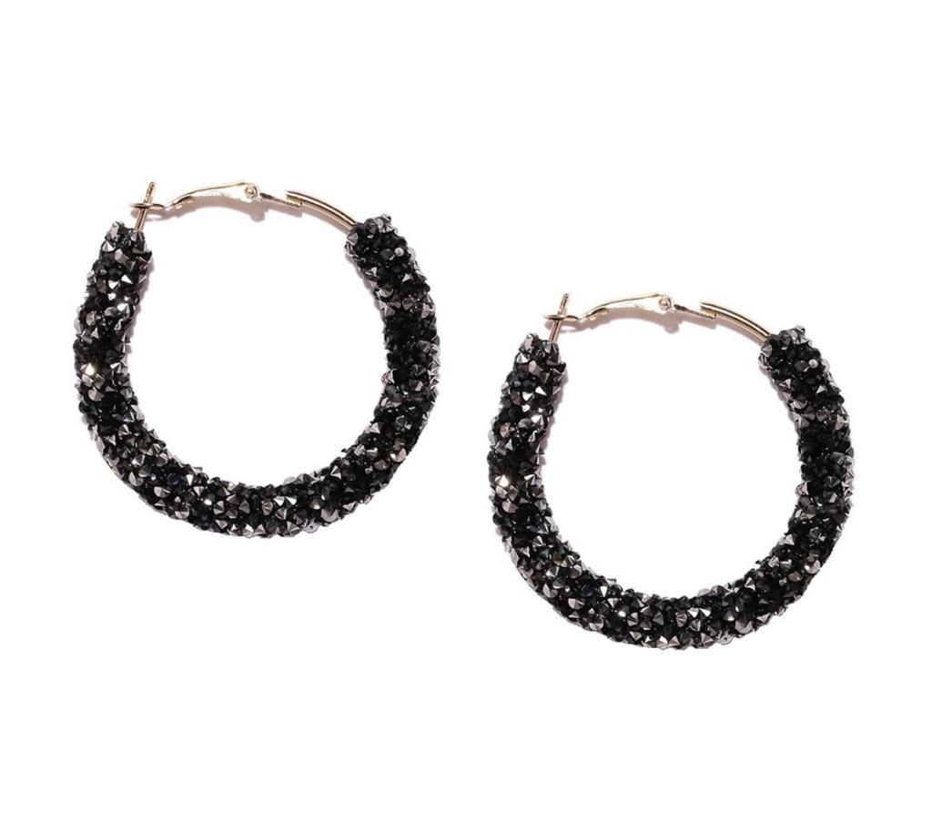 Black Contemporary Hoop Earrings