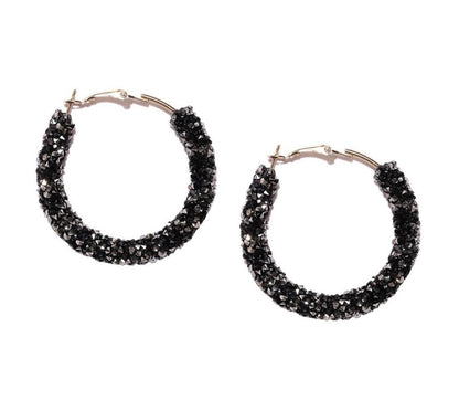 Black Contemporary Hoop Earrings