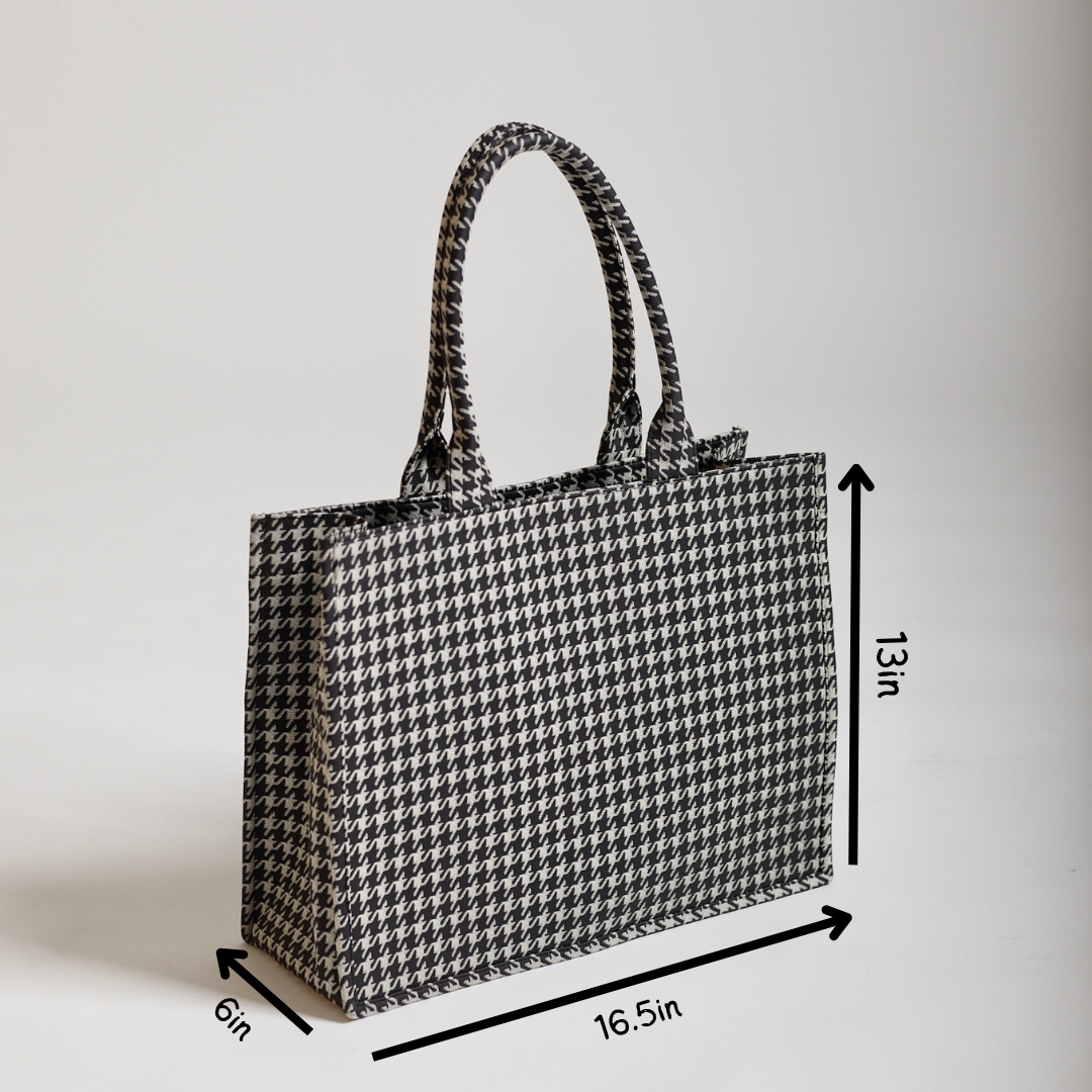 Penelope Black Check Tote Shoulder Bag